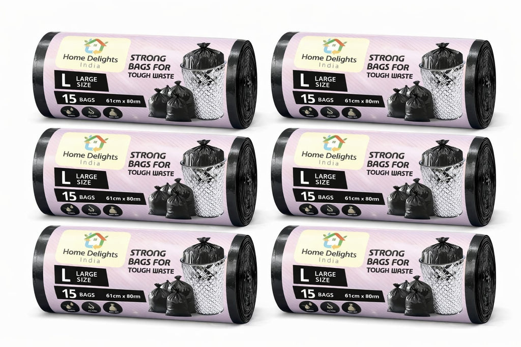 Home Delights India Garbage Bags 24*32 Inches Small 90 Bags 6 Rolls